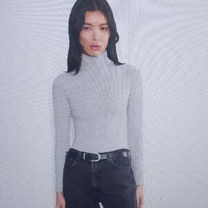 Gray Turtleneck Women Top